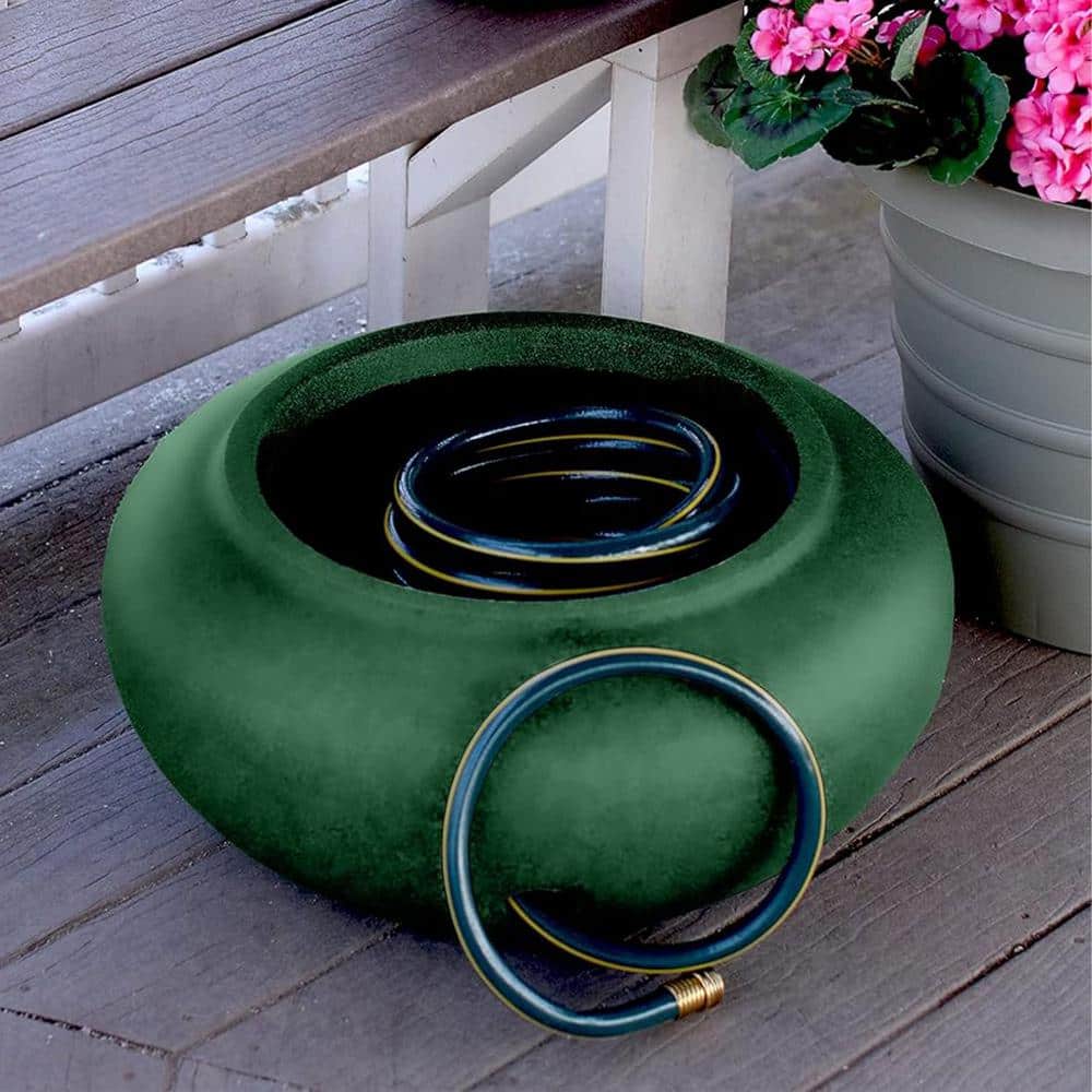 Grassy Green 21 Inch Round Plastic Garden Hose Storage Pot