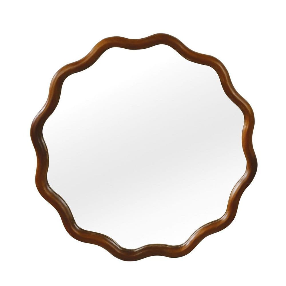 30.00 in. W x 30.00 in. H Round Solid Wood Frame Wall Mount Bathroom Vanity Mirror in Black Walnut price history on PriceWatchPro