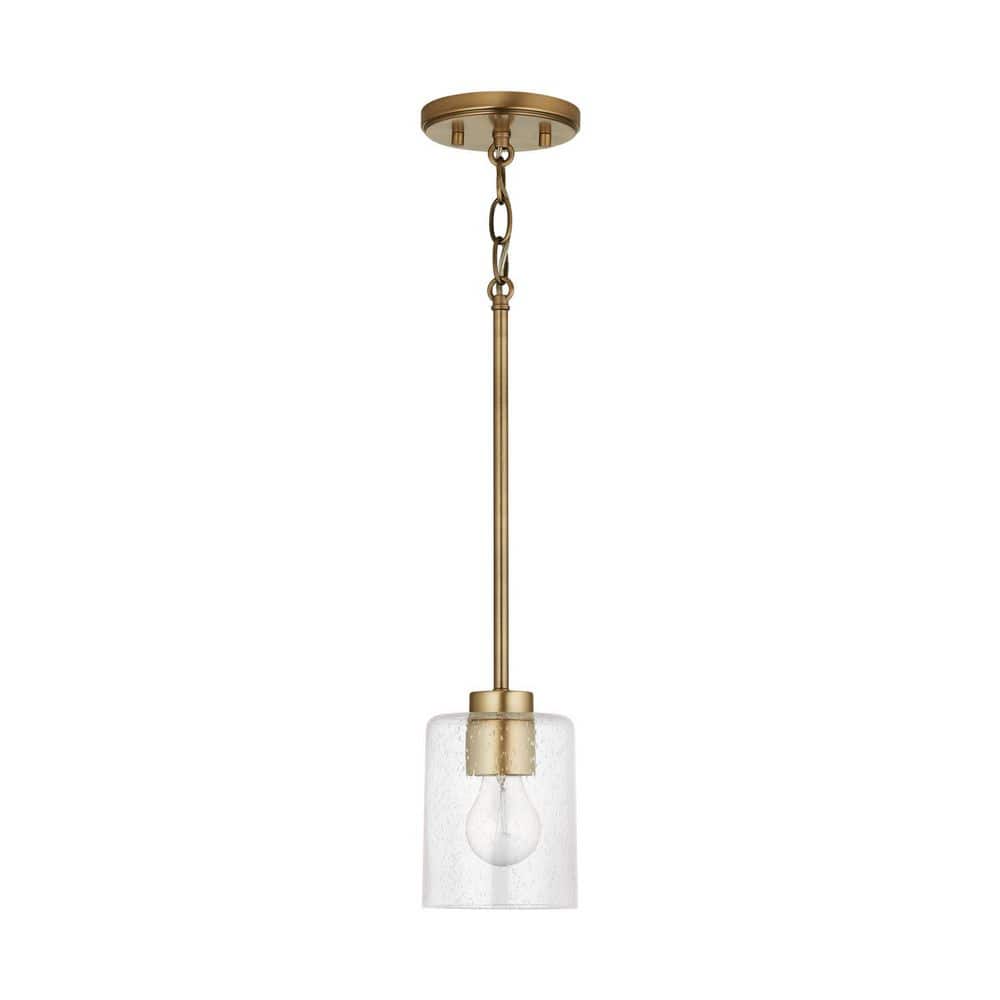 Greyson 5 in. W x 7 in. H 1-Light Clear Seeded Glass Pendant in Aged Brass price history on PriceWatchPro