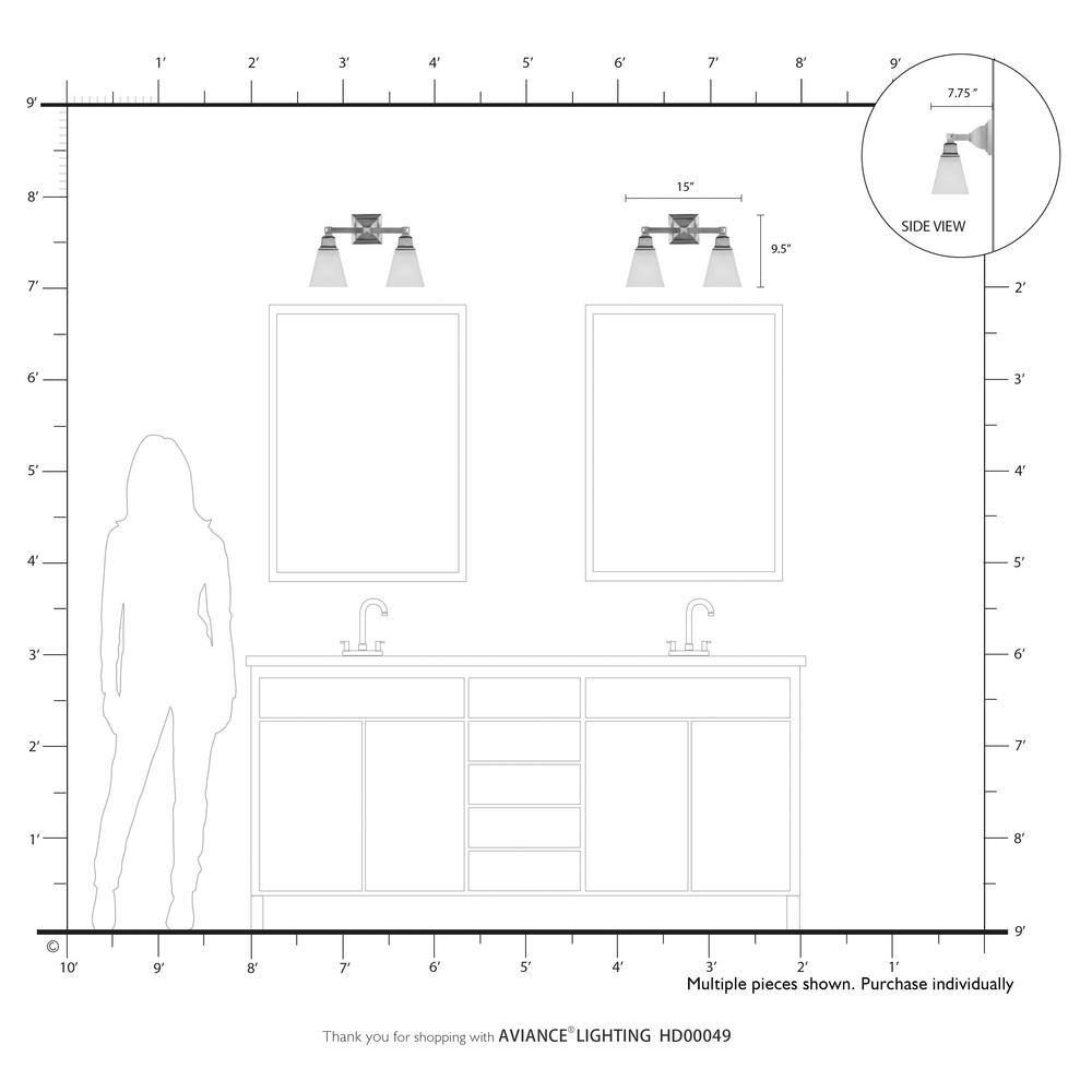 Elegant Brushed Nickel 2-Light Vanity with Frosted Satin Glass