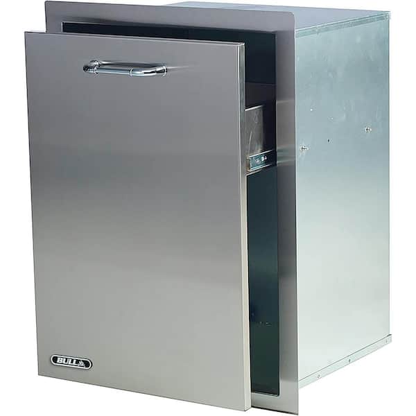 Bull Outdoor Products Signature Series 16.75 in. Stainless Steel 2 Drawer Access Drawer and Trash Bin Combo Unit
