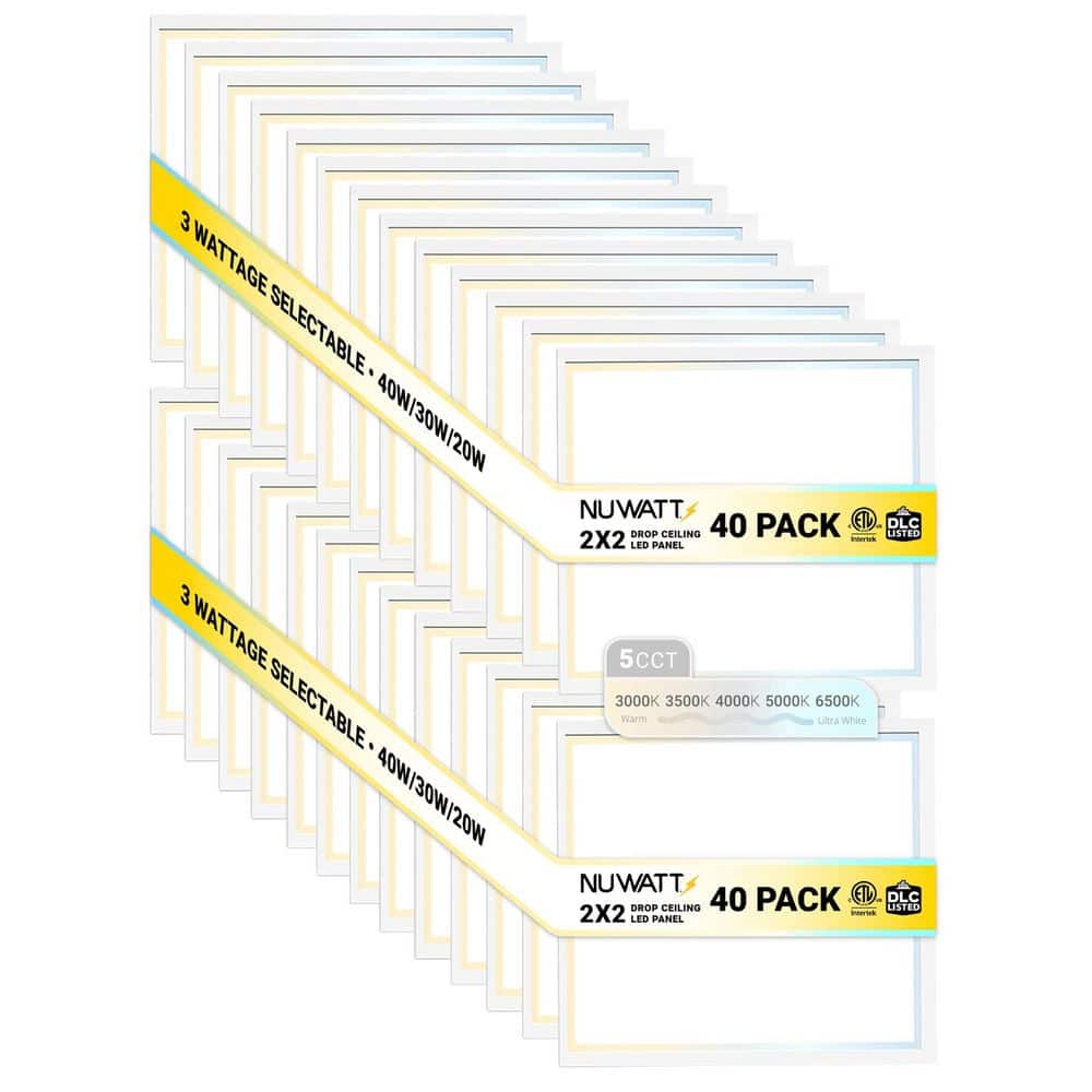 2 ft. x 2 ft. Drop Ceiling Backlit Integrated LED Panel 5CCT 30K-65K Color & Lumens Selectable Dimmable 120-277V (40PK) price history on PriceWatchPro