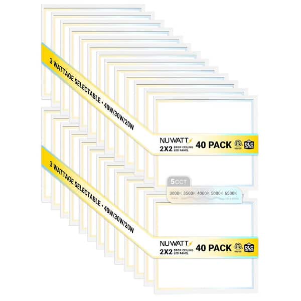 2 ft. x 2 ft. Drop Ceiling Backlit Integrated LED Panel 5CCT 30K-65K Color & Lumens Selectable Dimmable 120-277V (40PK)