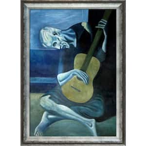 The Old Guitarist by Pablo Picasso Athenian Distressed Silver Framed People Oil Painting Art Print 29 in. x 41 in.
