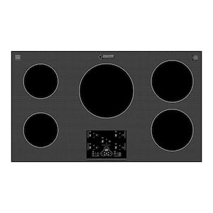 36 in. 220V Built-in 5-Elements Glass Top Surface Electric Induction Cooktop 9600W in Black with 9-Level Power Boost