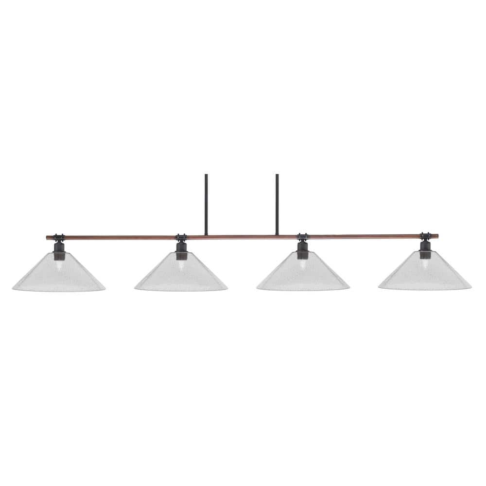 London 4-Light Painted Wood-Look Metal & Dark Granite Light Chandelier ...