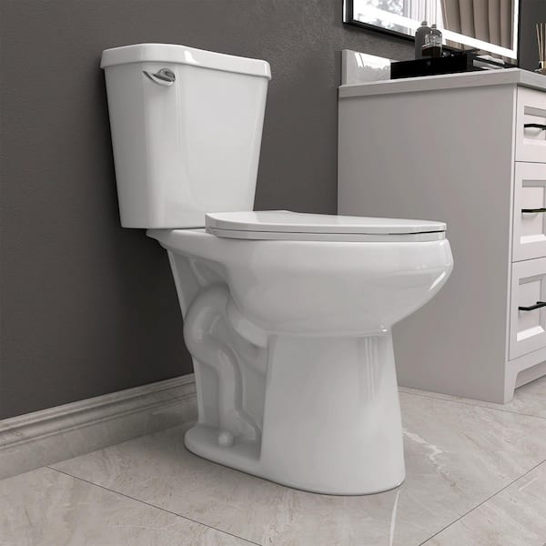 Dela 21 in. Extra Tall 2-Piece Toilet Single Flush 1.28/1.6 GPF Elongated Toilet ADA Chair High in White 12 in. Rough In