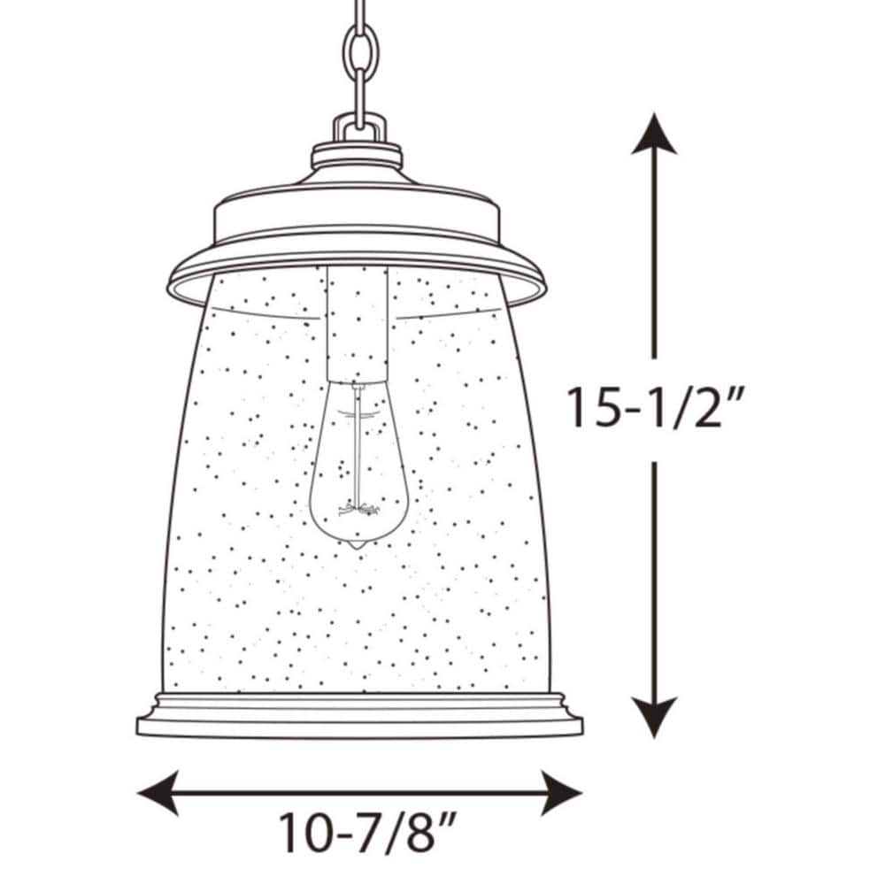 Antique Bronze 16" Outdoor Hanging Lantern with Seeded Glass Shade