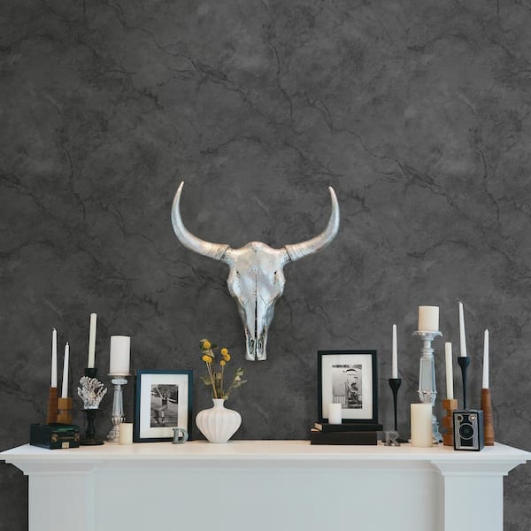 Innuendo Black Marble Paper Strippable Roll Wallpaper (Covers 56.4 sq. ft.)