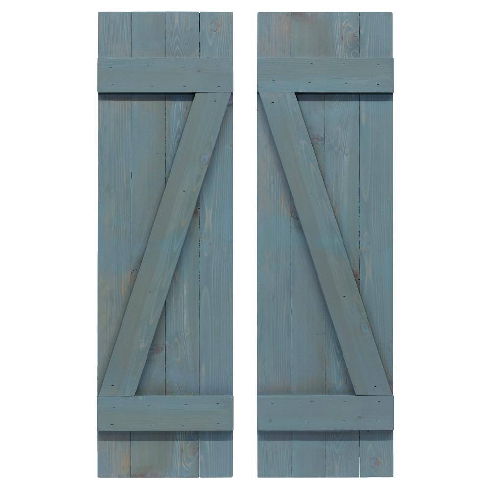 Dogberry Collections 14 in. x 60 in. Cedar Board and Batten Horizontal Slat Shutters Pair wslat