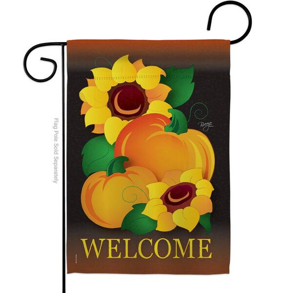 Breeze Decor 13 in. x 18.5 in. Welcome Pumpkin Garden Flag Double-Sided ...