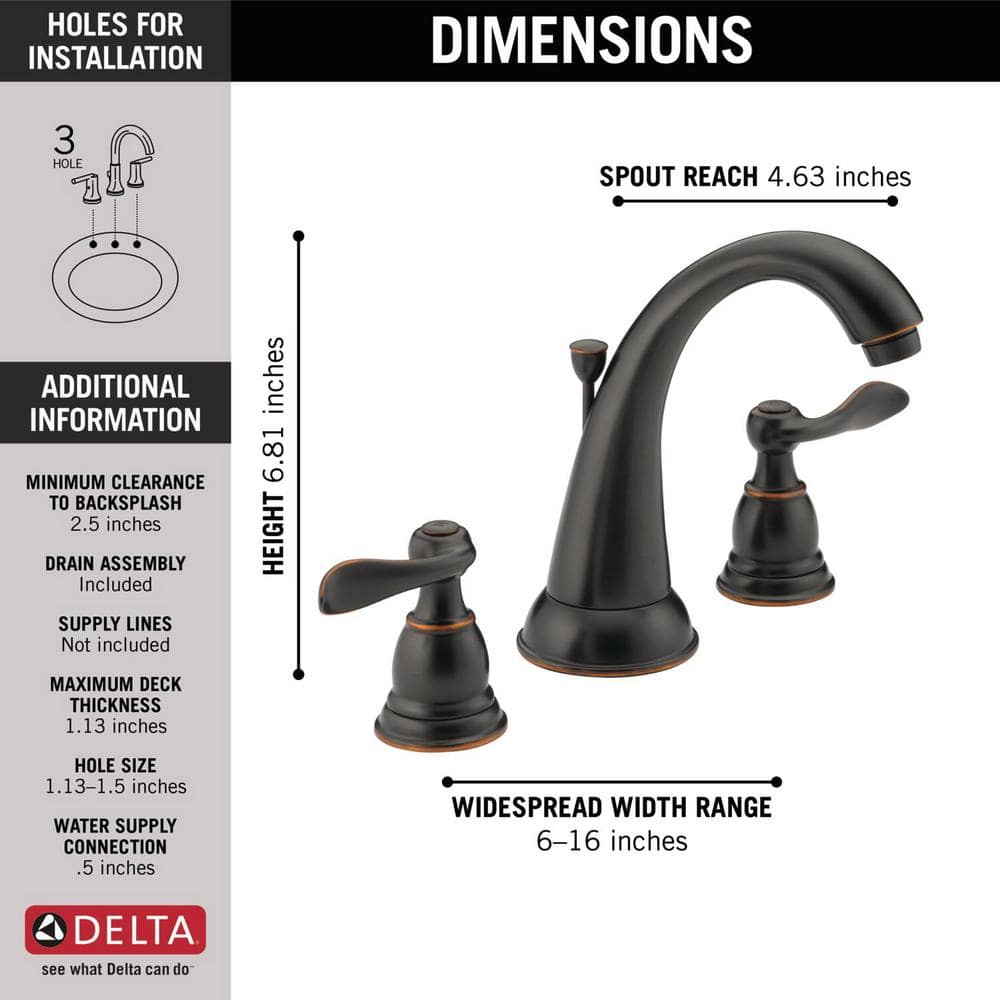 Windemere Oil Rubbed Bronze Widespread Bathroom Faucet with Drain Assembly