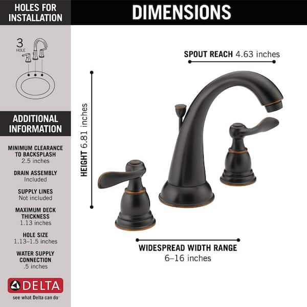 Delta B3596LF-OB Foundations Windemere Two Handle Widespread Lavatory Faucet, Oil Rubbed Bronze