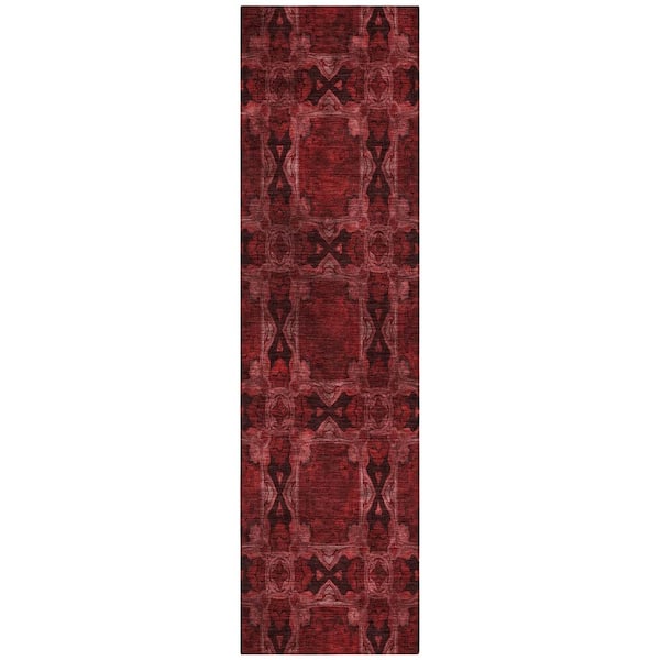 Addison Rugs Chantille ACN564 Burgundy 2 ft. 3 in. x 7 ft. 6 in. Machine Washable Indoor/Outdoor Geometric Runner Rug
