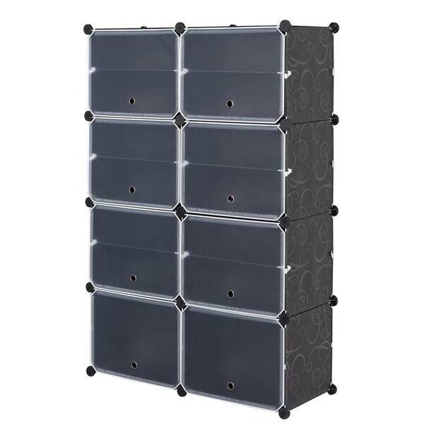 Winado 48 in. H 28-Pair Black Shoe Rack