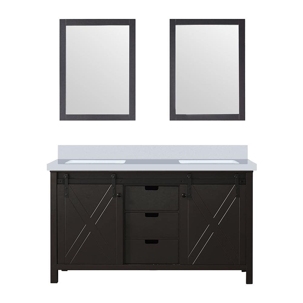 Marsyas 60 in. Double Sink Brown Bath Vanity, with White Cultured Marble Countertop and 24 in Mirrors, Assembled price history on PriceWatchPro