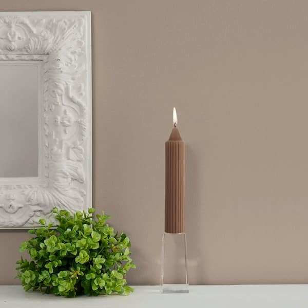 Grecian Collenette 7 in. Portobello Brown Unscented Taper Candle (Box of 4)