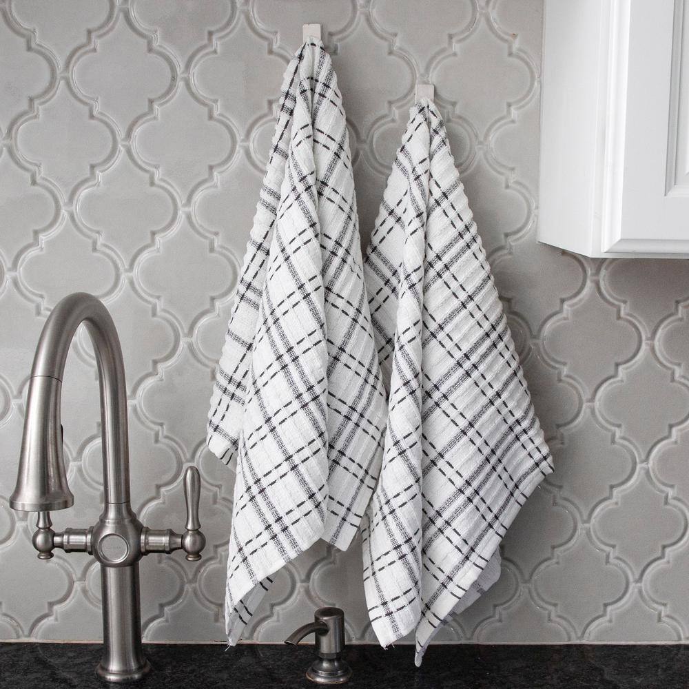 Graphite Checkered Cotton Terry Kitchen Towel Set, 2-Pack