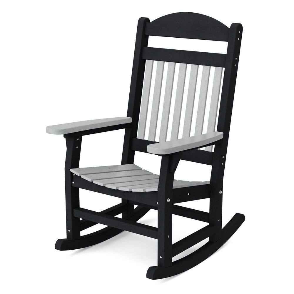 Heritage Light Gray and Black Plastic Traditional Outdoor Rocking Chair price history on PriceWatchPro