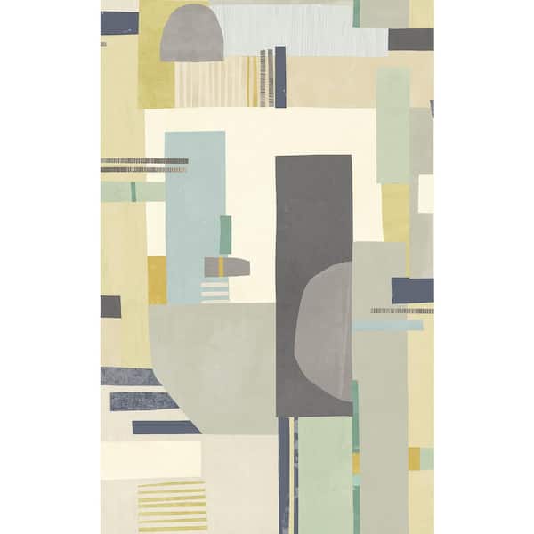 OhPopsi Green Rhodes Neutral Blocs Wallpaper Sample
