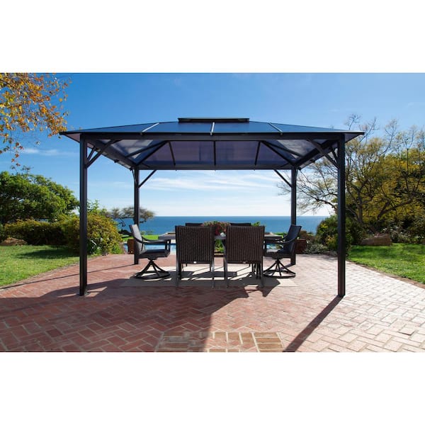 Paragon Outdoor 10 ft. x 12 ft. Hard Top Gazebo Poly-Carbonate Canopy with Netting
