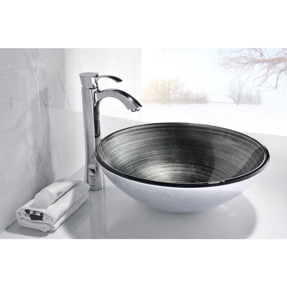 Stellar Series 16.5'' Precious Storm Glass Vessel Sink