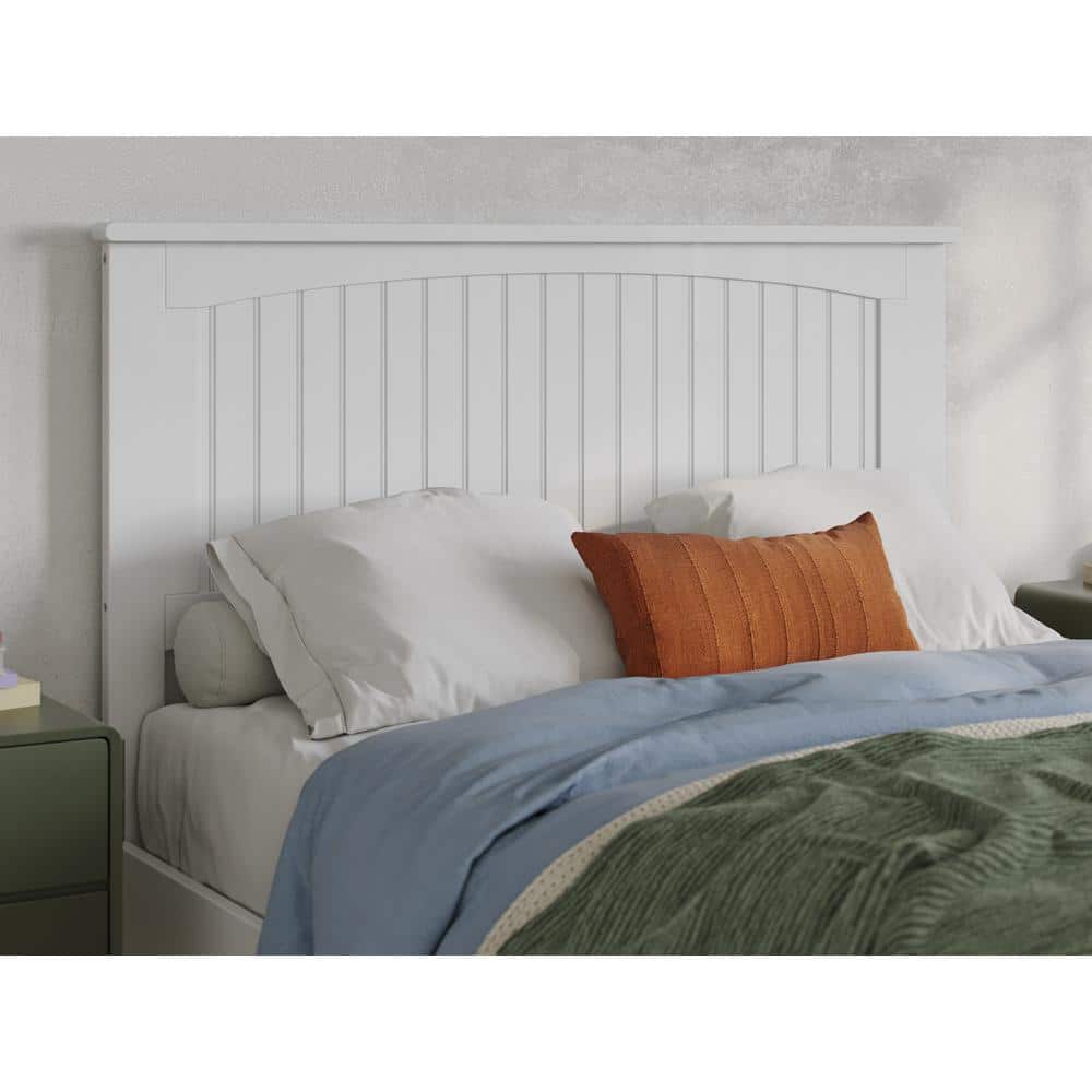 Nantucket White Full Solid Wood Headboard with USB Charger