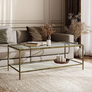 SAFAVIEH Allene 48 in. Gold/Glass Coffee Table FOX2601A - The Home