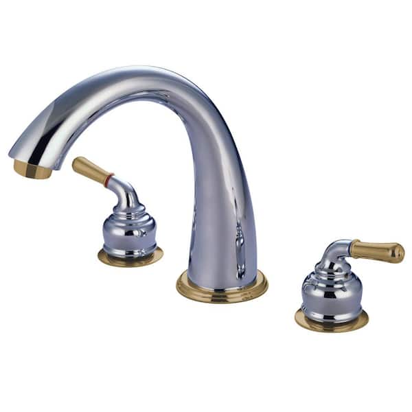 Kingston Brass Roman 2-Handle Claw Foot Tub Faucet in Polished Chrome/Polished Brass (Valve Included)