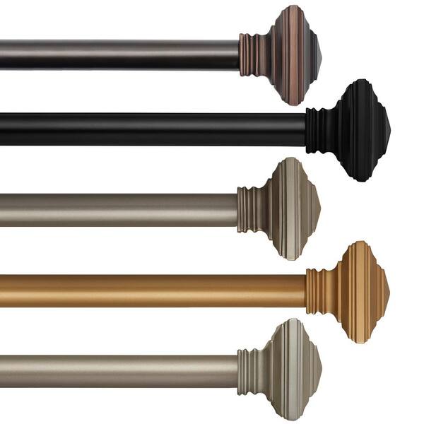 Elrene Florence 1 Window Drapery Single Curtain Rod with Stacked Square Finial
