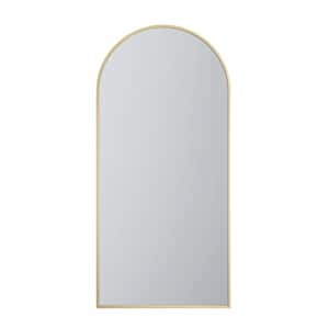 Della 36 in. W x 75.98 in. H Walk in. Framed Arched Shower Door in Brushed Gold with Tinted Glass