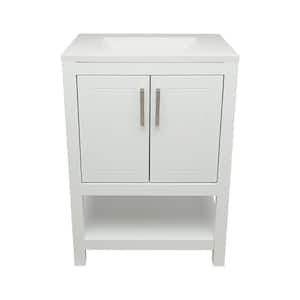 Taos 25 in. W x 19 in. D x 36 in. H Bath Vanity in White with White Cultured Marble Top Single Hole