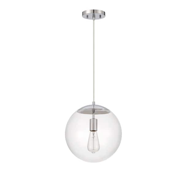 CRAFTMADE Gaze 60-Watt 1-Light Chrome Finish Dining/Kitchen Island 12 in. Pendant w/ Clear Glass Shade No Bulbs Included