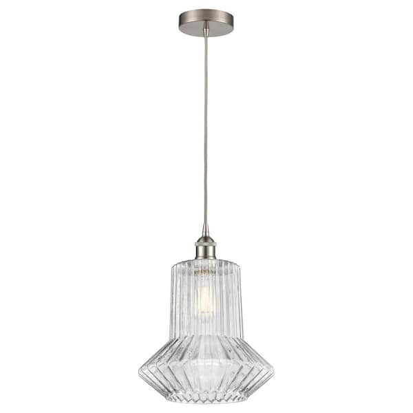 Innovations Springwater 60-Watt 1-Light Brushed Satin Nickel Standard Mini Pendant Light with Clear Glass Shade, No Bulbs Included