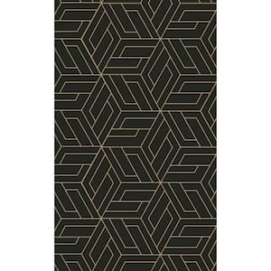 Black Abstract Geometric Interlink Printed Non-Woven Non-Pasted Textured Wallpaper 57 sq. ft.