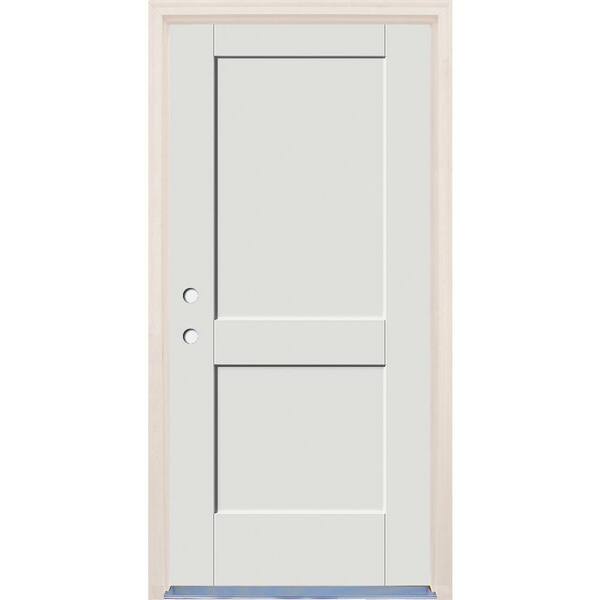 Builders Choice 36 in. x 80 in. 2-Panel Right-Hand Alpine Fiberglass Prehung Front Door w/6-9/16 in. Frame and Nickel Hinges