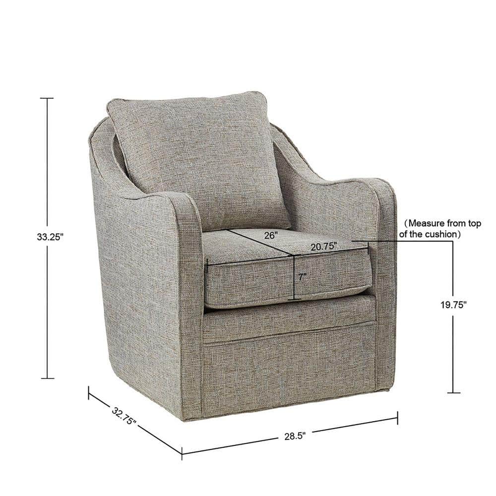 Grey Multi Swivel Accent Chair with Wood and Metal Base