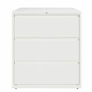 36 in. W 3-Drawer White Metal Lateral File Cabinet for Home and Office, Holds Letter, Legal and A4 Hanging Folders