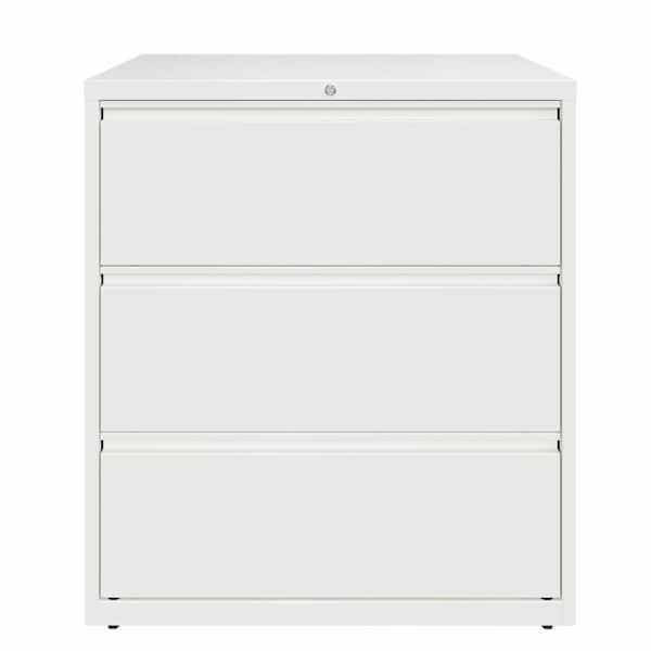 Hirsh 36 in. W 3-Drawer White Metal Lateral File Cabinet for Home and Office, Holds Letter, Legal and A4 Hanging Folders