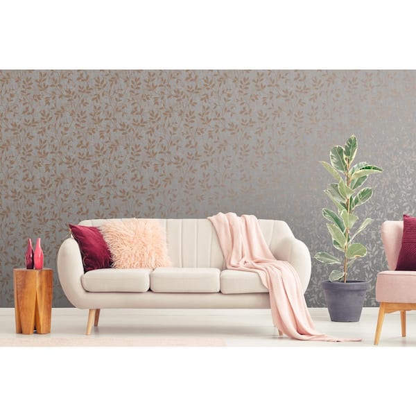 Milan Trail Rose Gold and Grey Wallpaper