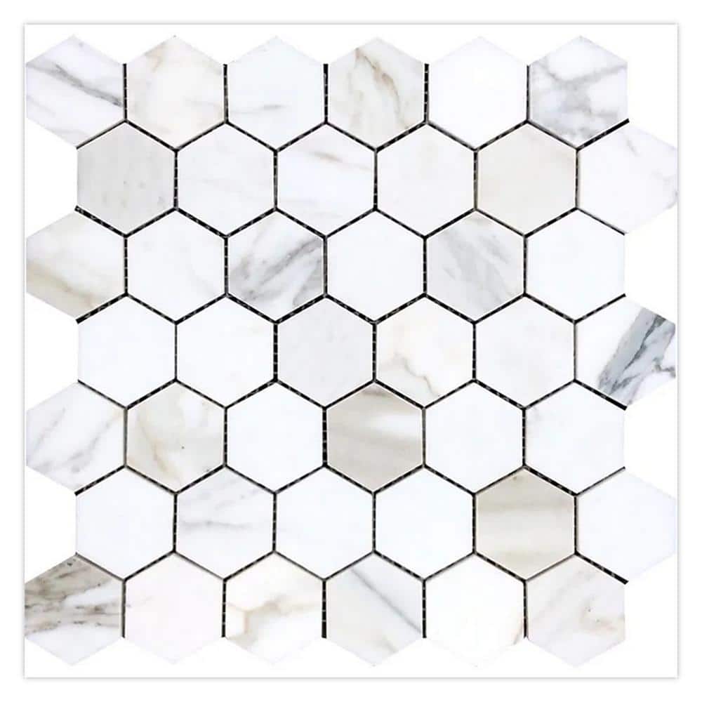 Serena 4 in. x 5 in. Polished White Gray Marble Mosaic Hexagon Wall and Floor Tile Sample price history on PriceWatchPro