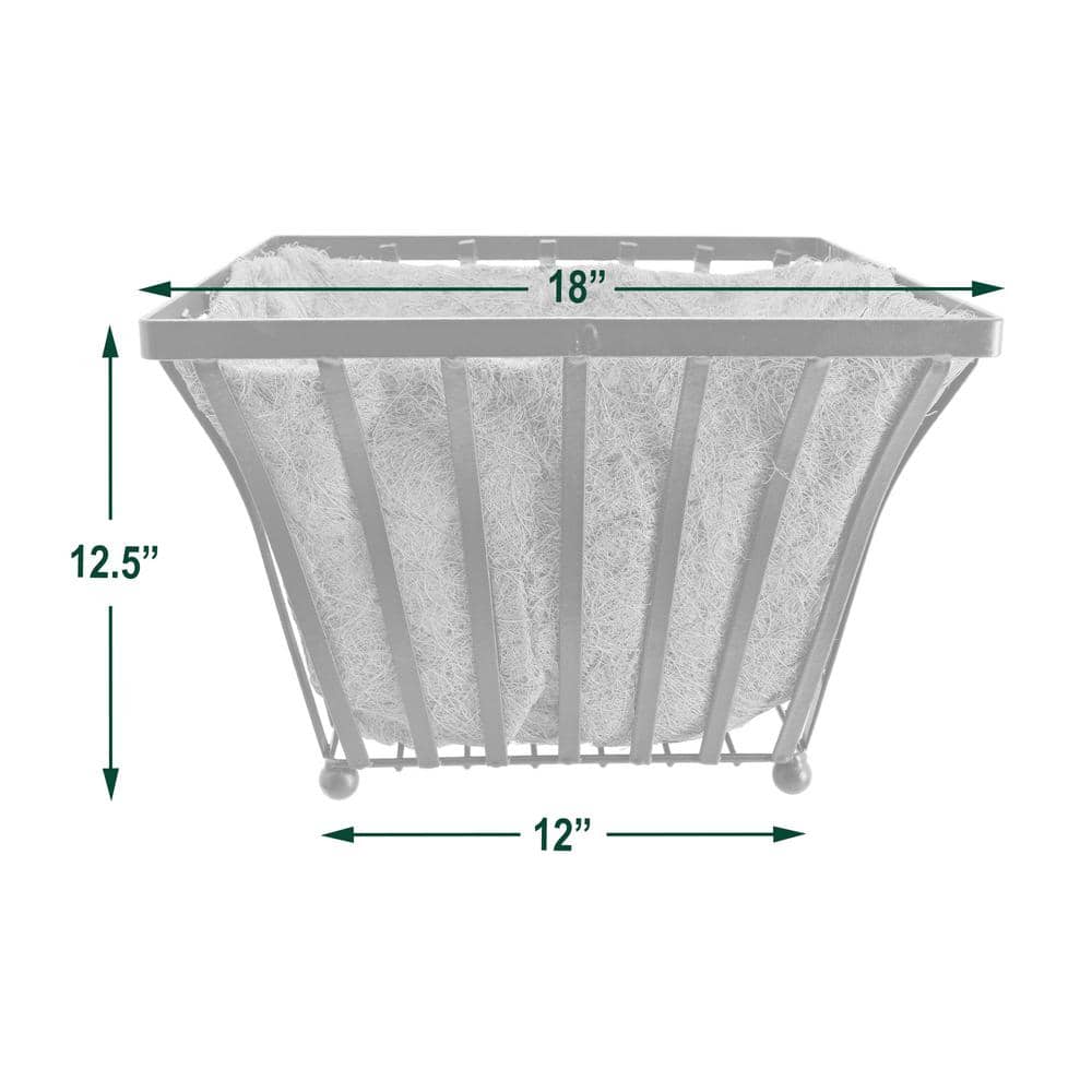 Large Black Metal Square Outdoor Planter with Coconut Liner