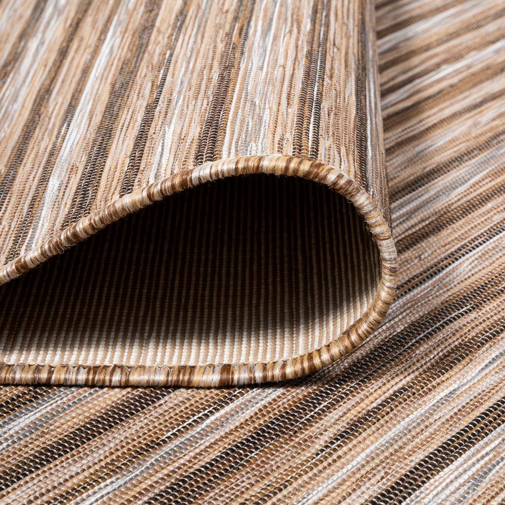 Heathered Stripes Brown/Natural 8' x 10' Synthetic Easy-Care Area Rug