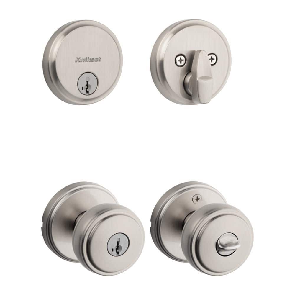 Kwikset Sora Satin Nickel Keyed Entry 2.19 in. Door Knob and
