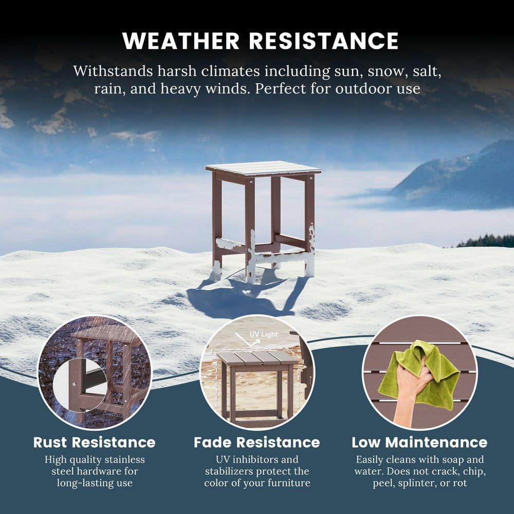 Dark Brown HDPE All-Weather Outdoor Patio Side Table