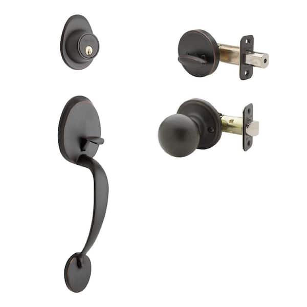 Colonial Tuscan Bronze Door Handleset and Ball Knob Trim