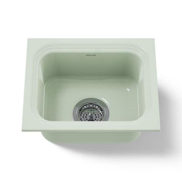Northland Cast Iron 15 in. Undermount Bar Sink in Aspen Green with Mounting Hardware