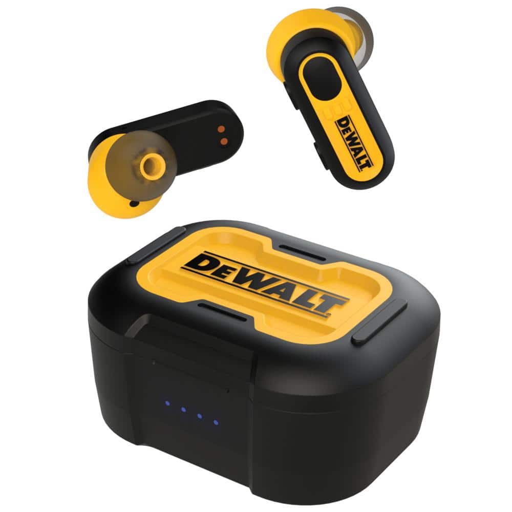 DEWALT True Wireless Bluetooth Earbuds — TWS Bluetooth Headphones —  Wireless Earbuds with Type C Charging Case — Waterproof Wireless Earphones  —