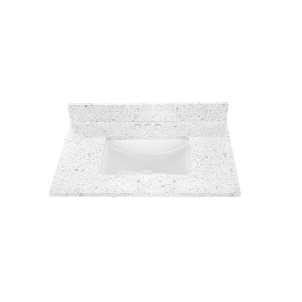 Home Decorators Collection 31 in. W x 22 in D Engineered Stone white Rectangular Single Sink Vanity Top in Winter Light