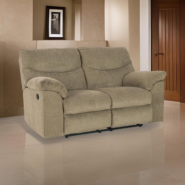 41 in. Pillow Top Arm Polyester Rectangle Loveseat Recliner Sofa in Brown